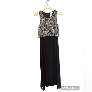 Barneys New York Black Cream Overlay Maxi Dress NWT Size 6